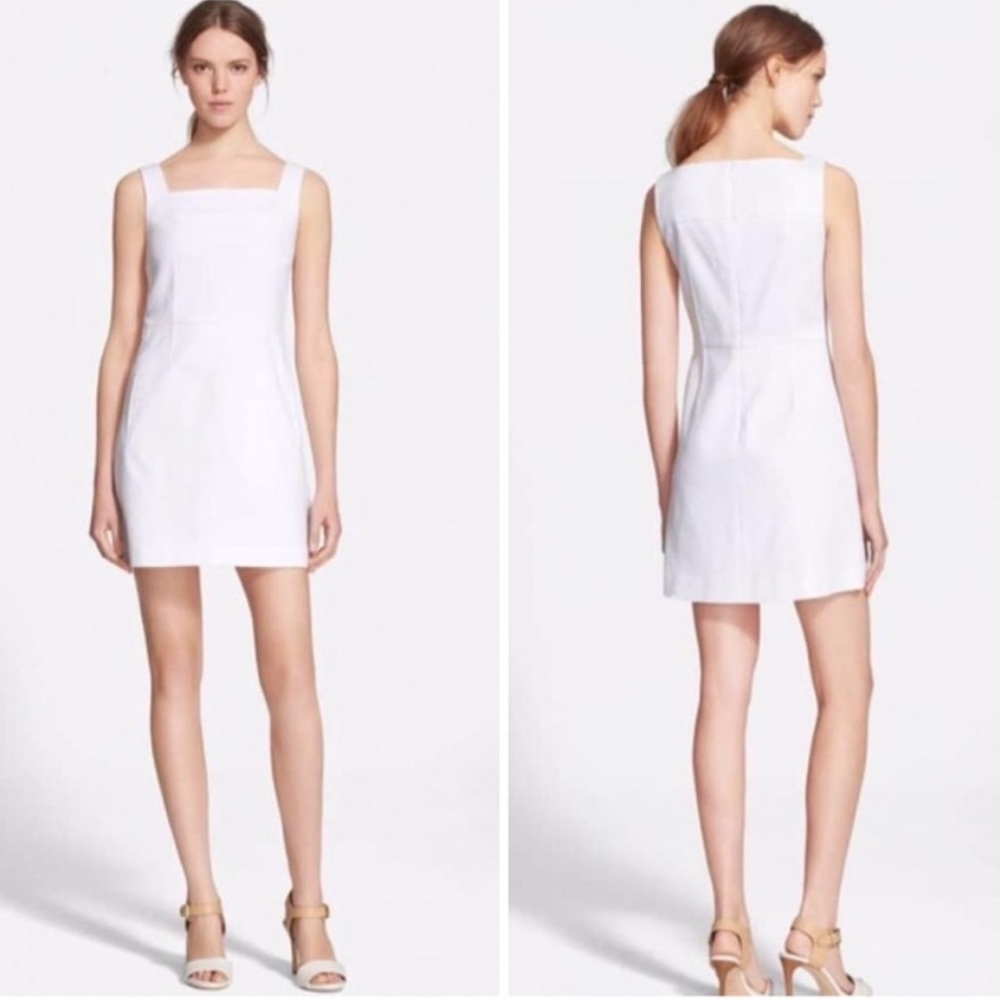 Tory Burch White Stretch Cotton Pique A Line Shift Dress